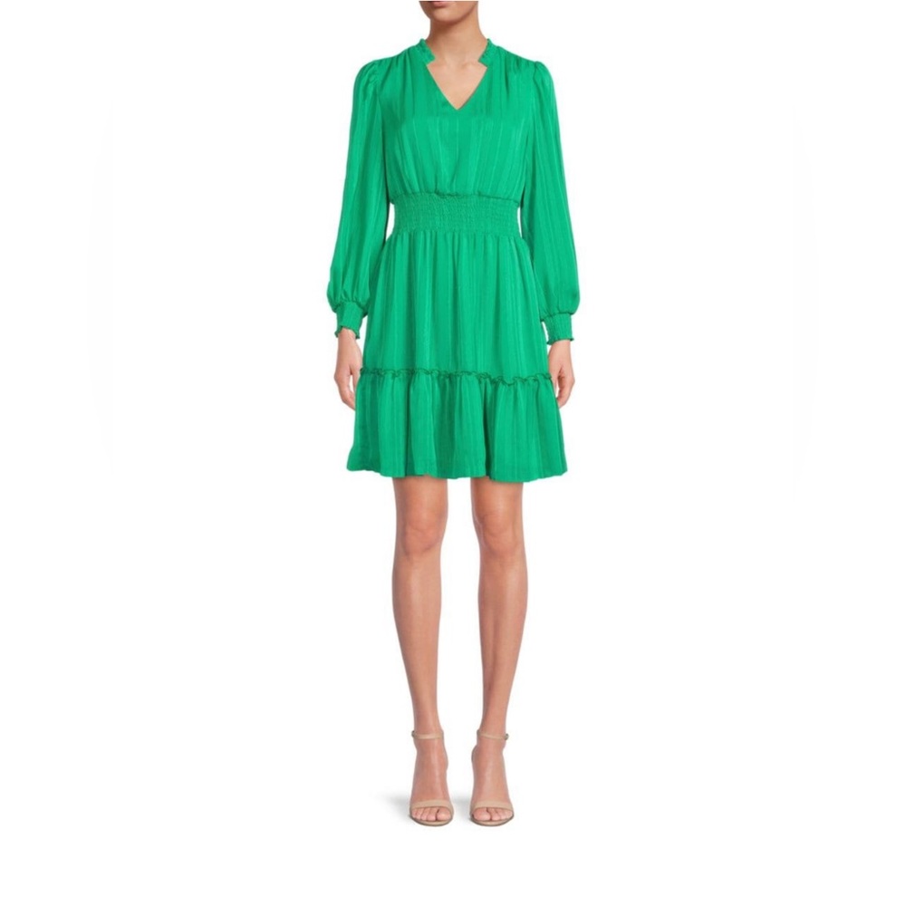 NANNETTE V Neck Smocked Mini Dress Size 12